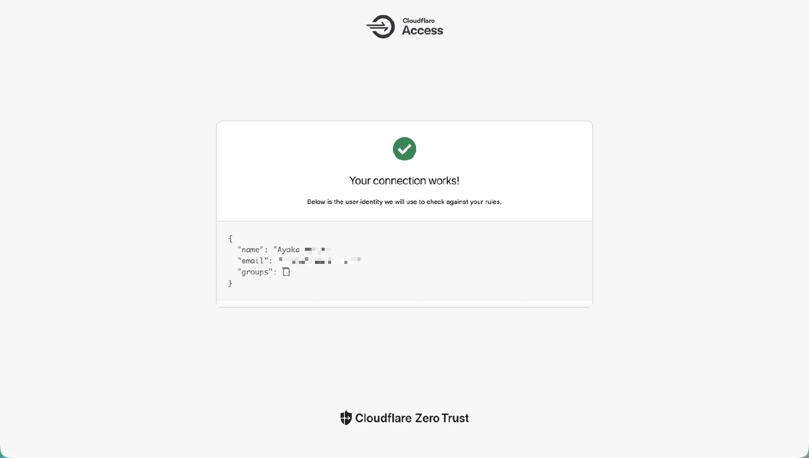 Identity Providerテスト成功画面